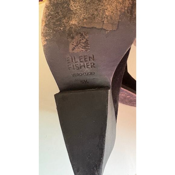 Eileen Fischer Peer Women's Ankle Boots Booties Size 5.5 Black Suede - Picture 6 of 7
